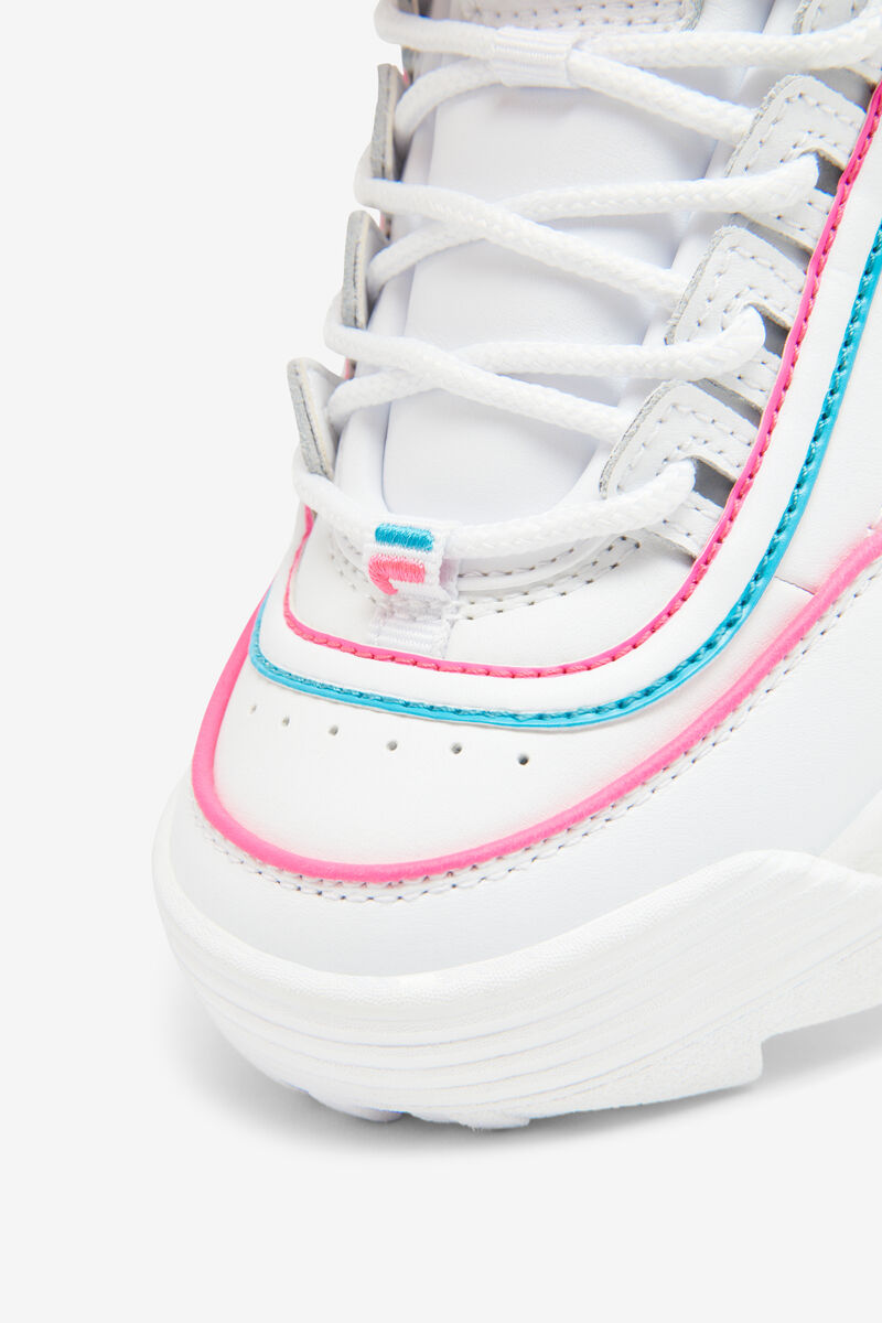 Kids' Fila Little Disruptor 2 Contrast Piping Platform Shoes White / Pink / Blue | pGg2aaSQNTC