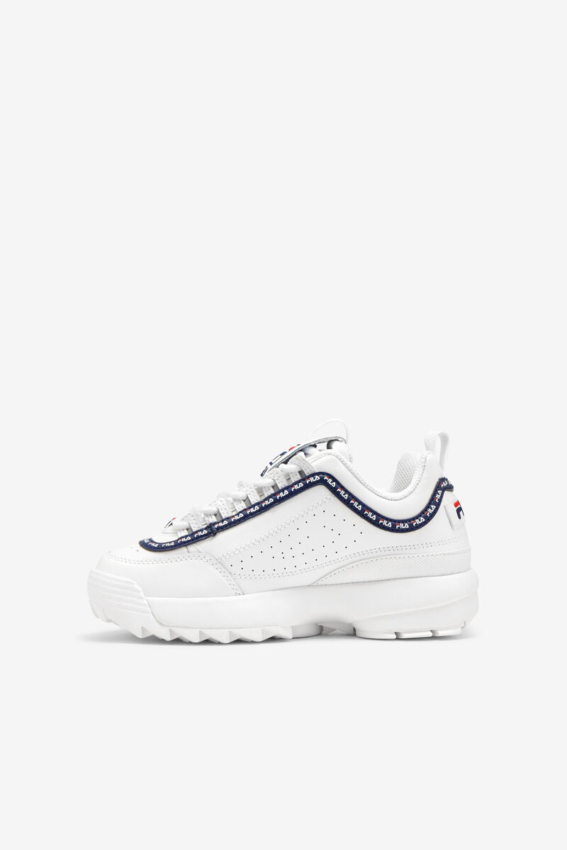 Kids' Fila Little Disruptor 2 Repeat Platform Shoes White / Navy / Red | eusBJAVai5N