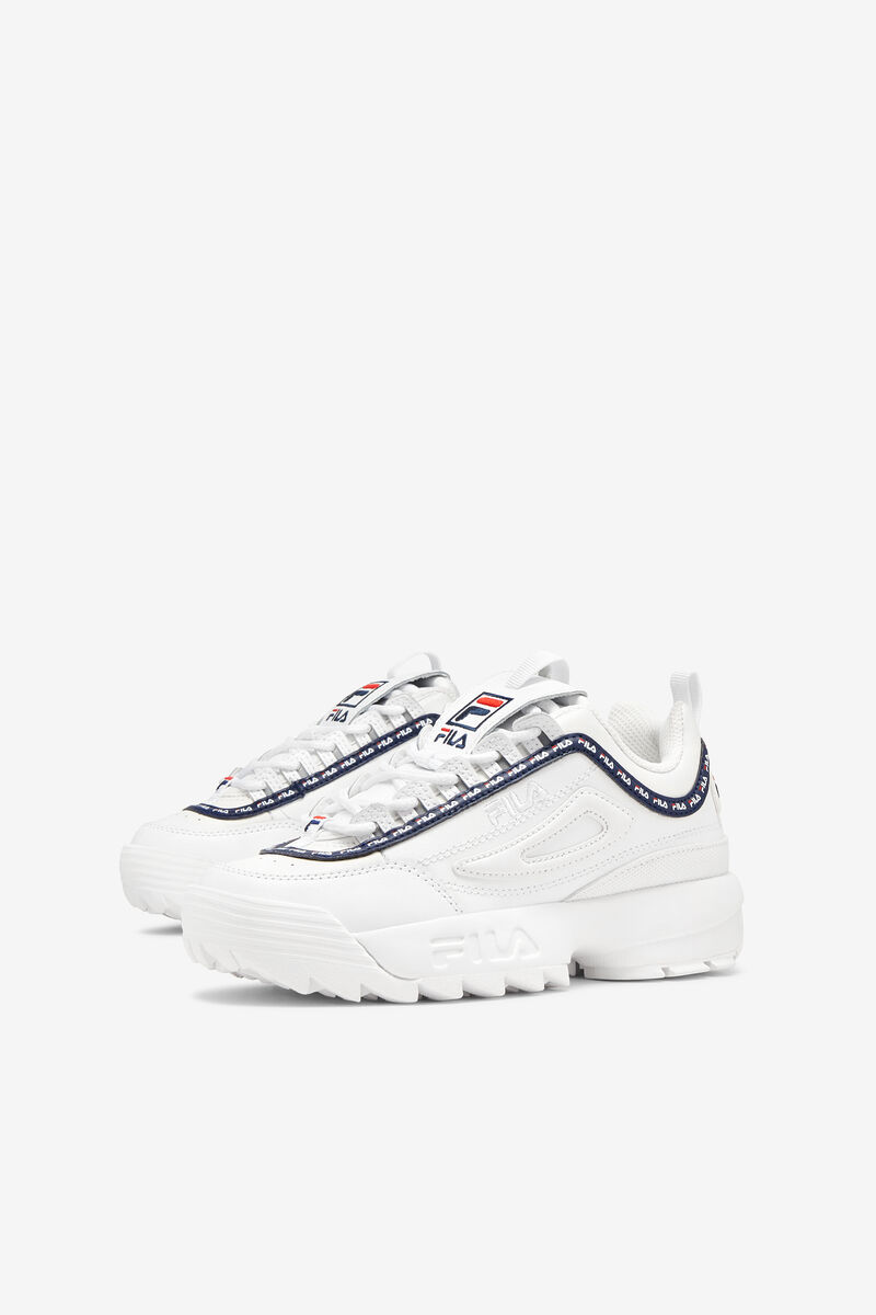 Kids' Fila Little Disruptor 2 Repeat Platform Shoes White / Navy / Red | eusBJAVai5N