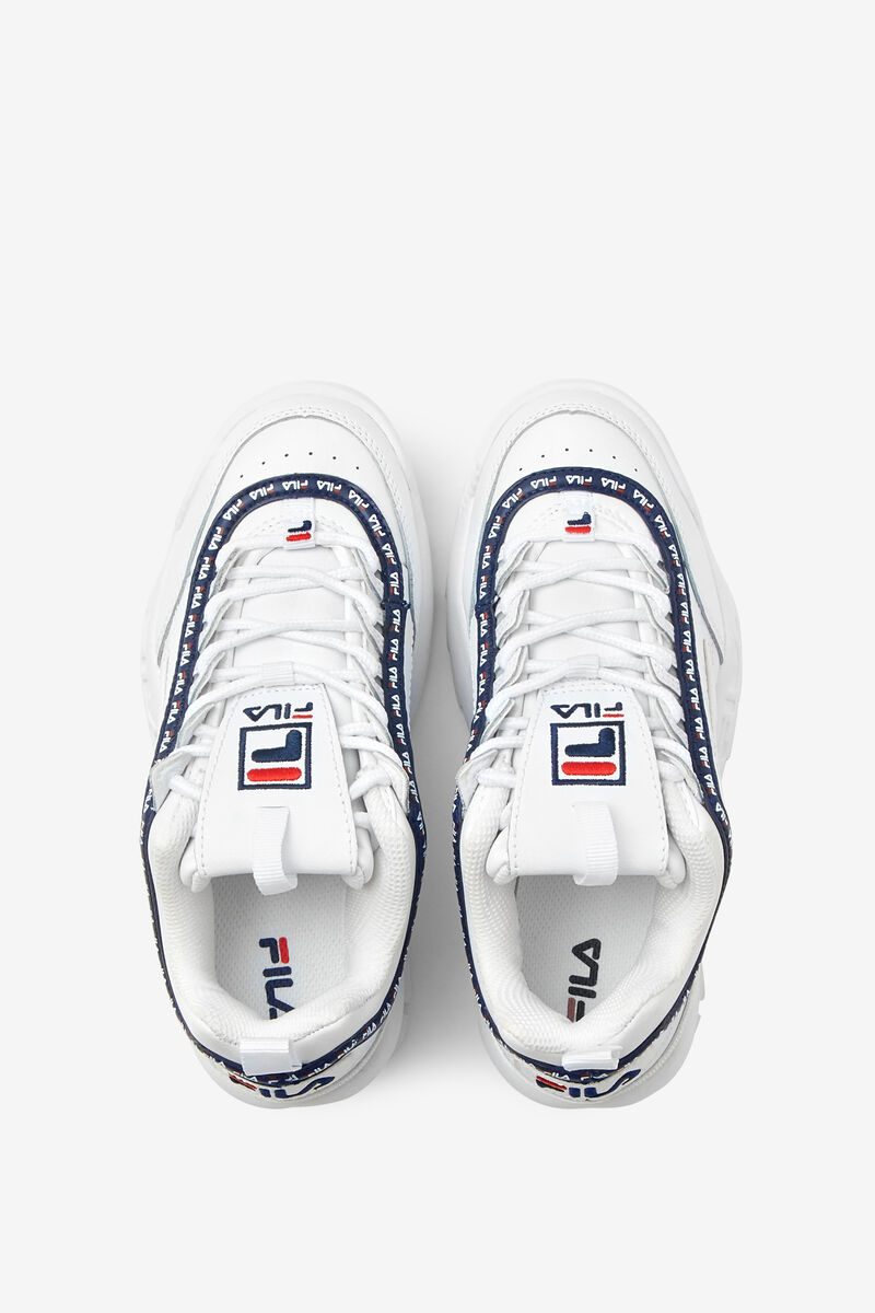 Kids' Fila Little Disruptor 2 Repeat Platform Shoes White / Navy / Red | eusBJAVai5N