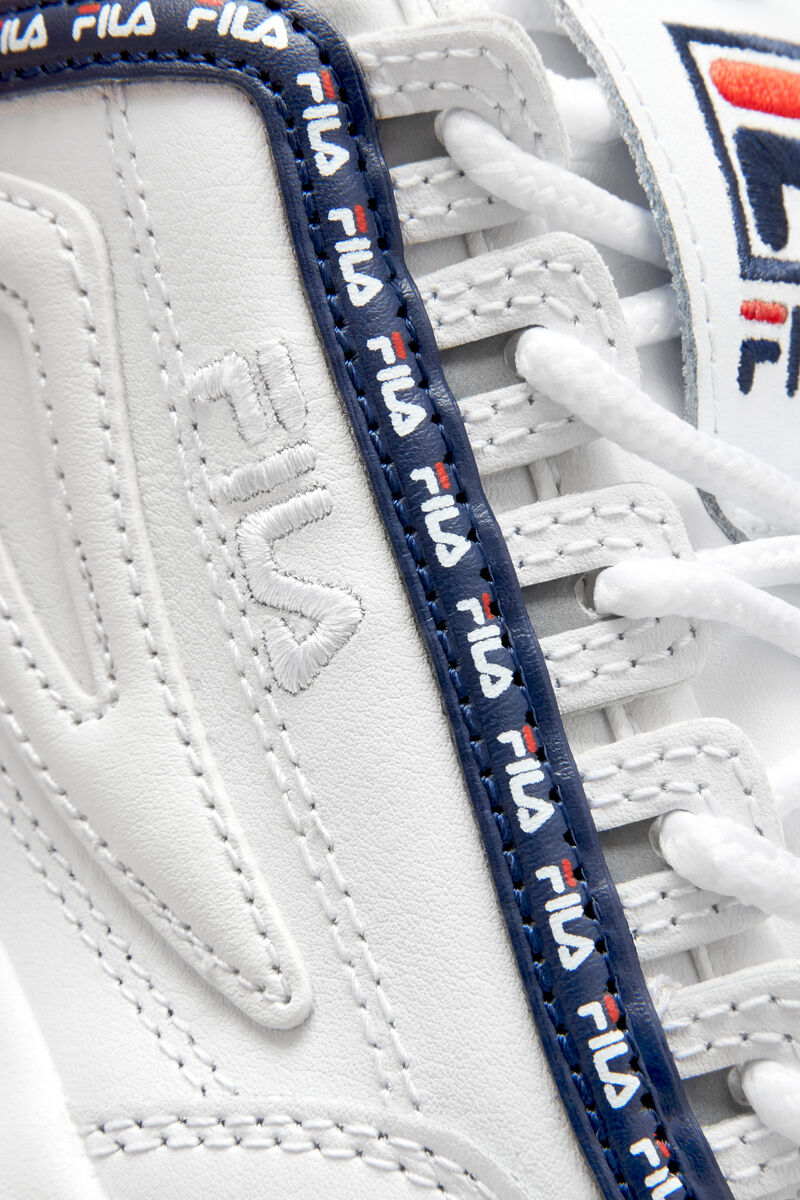 Kids' Fila Little Disruptor 2 Repeat Platform Shoes White / Navy / Red | eusBJAVai5N