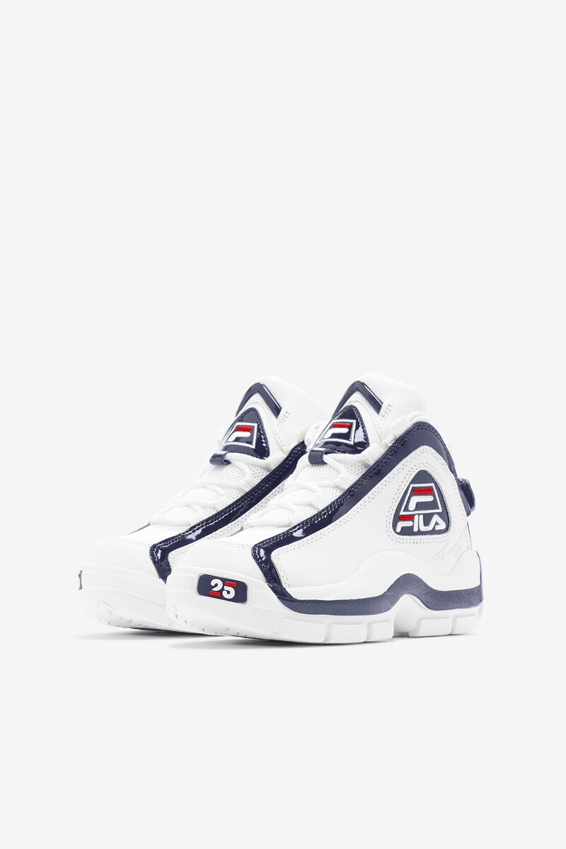 Kids' Fila Little Grant Hill 2 25th Anniversary Edition Basketball Shoes White / Navy / Red | WHEdb4