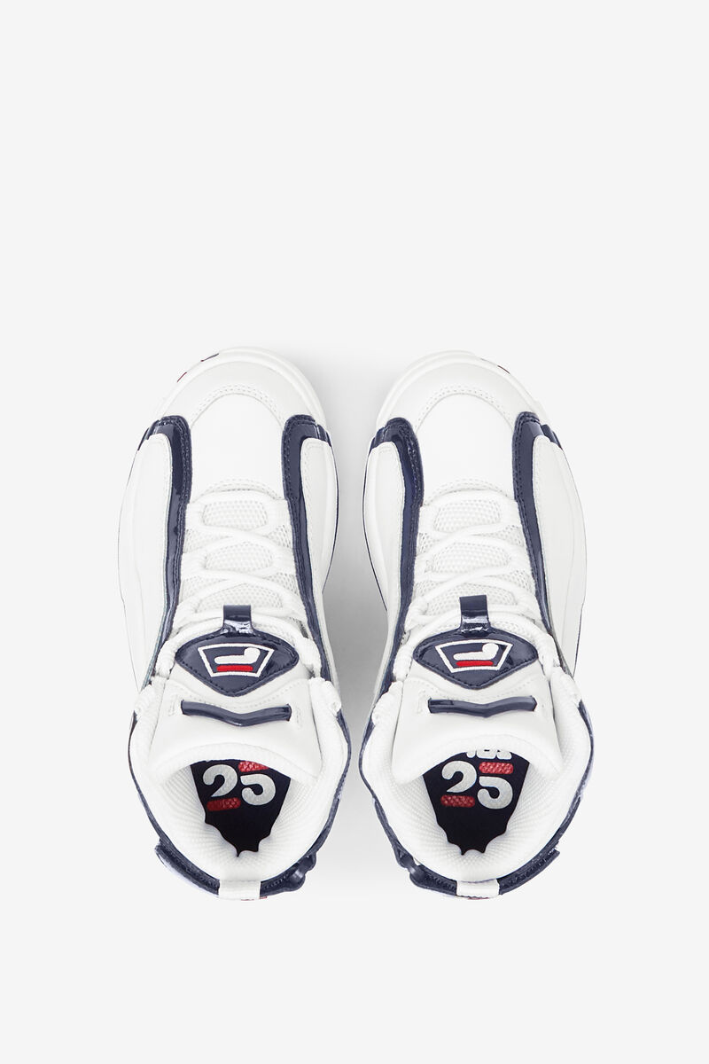 Kids' Fila Little Grant Hill 2 25th Anniversary Edition Basketball Shoes White / Navy / Red | WHEdb4