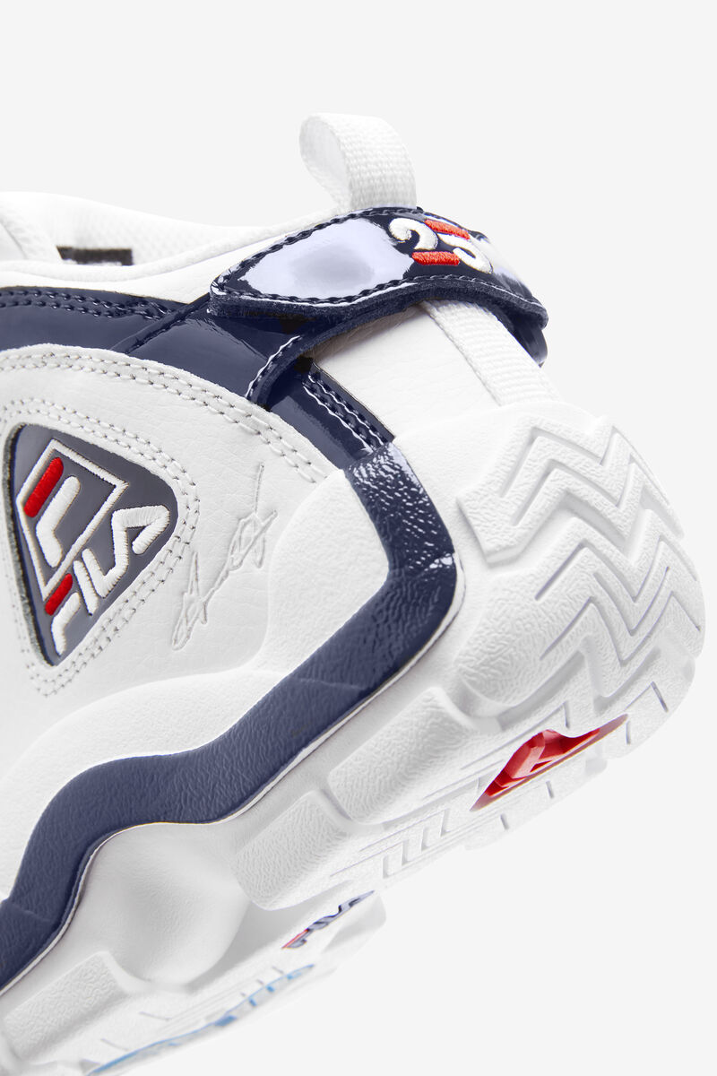 Kids' Fila Little Grant Hill 2 25th Anniversary Edition Basketball Shoes White / Navy / Red | WHEdb4