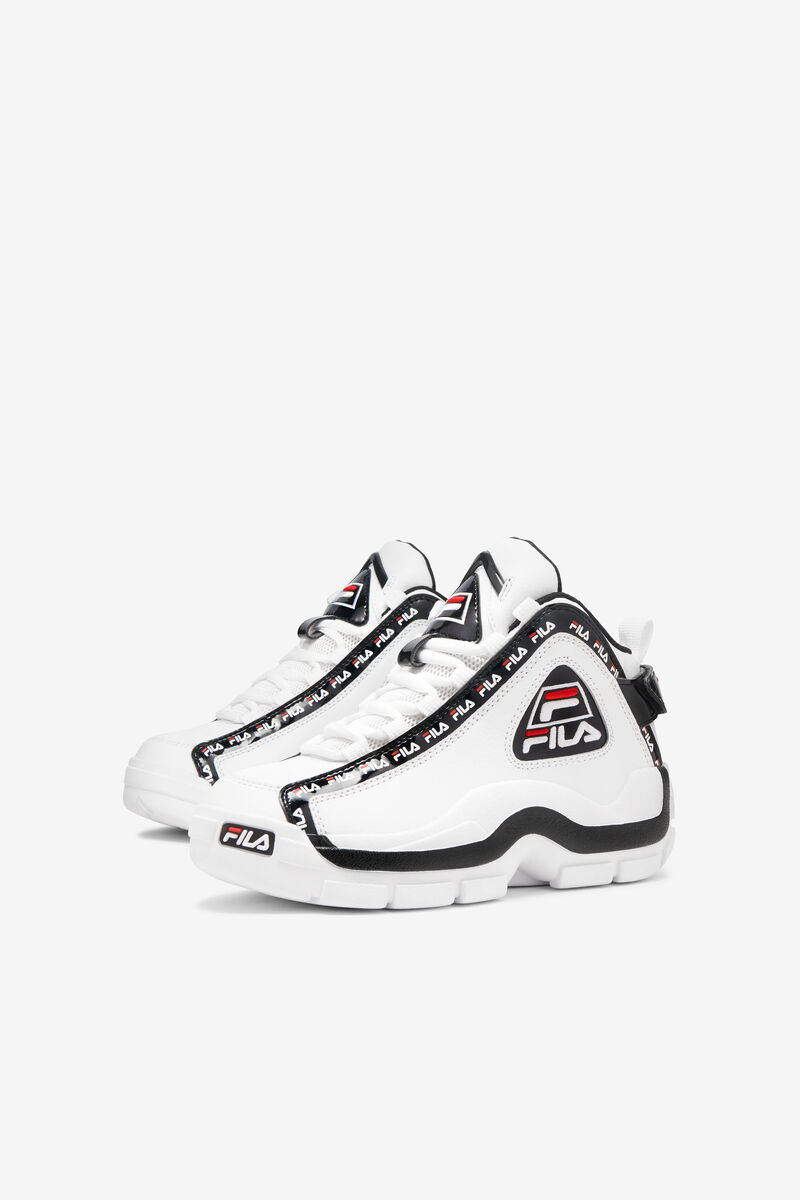 Kids' Fila Little Grant Hill 2 Repeat Basketball Shoes White / Black / Red | Xr3soHCYb5u