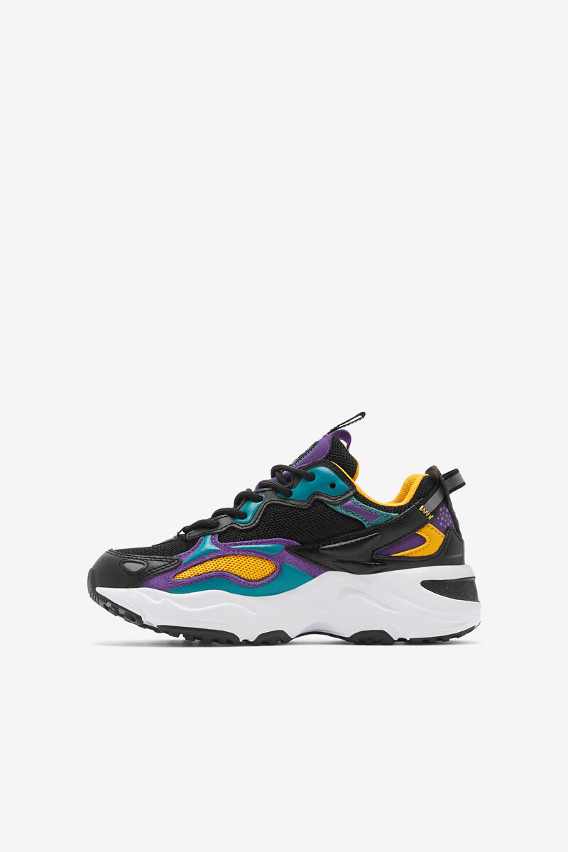 Kids' Fila Little Ray Tracer Apex Walking Shoes Black / Royal Purple / White | 2QQxWM4UOMT