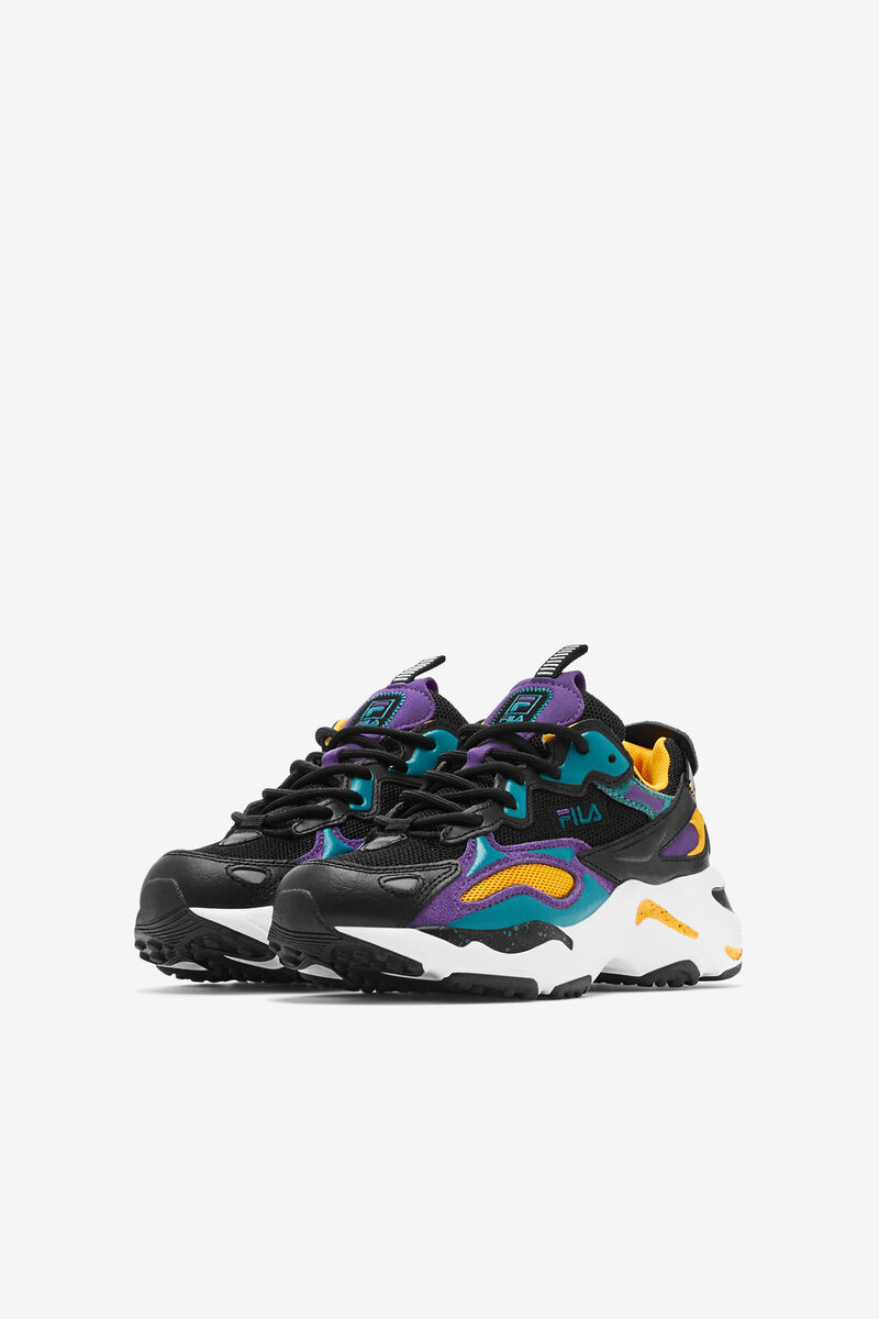 Kids' Fila Little Ray Tracer Apex Walking Shoes Black / Royal Purple / White | 2QQxWM4UOMT