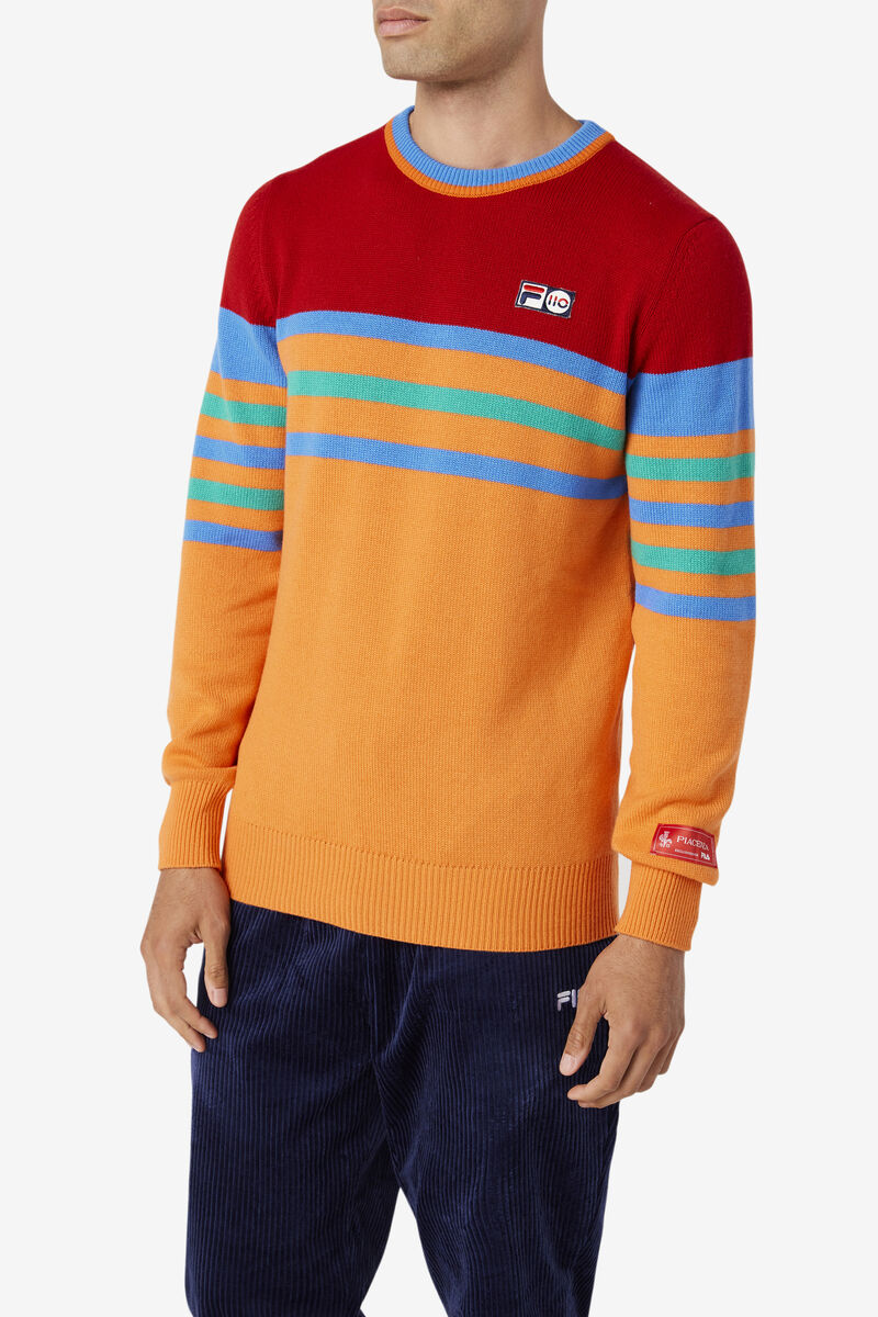 Men's Fila 110 Cashmere Sweater Sweaters Navy / Yellow / Orange | gHjVk7gVLiq