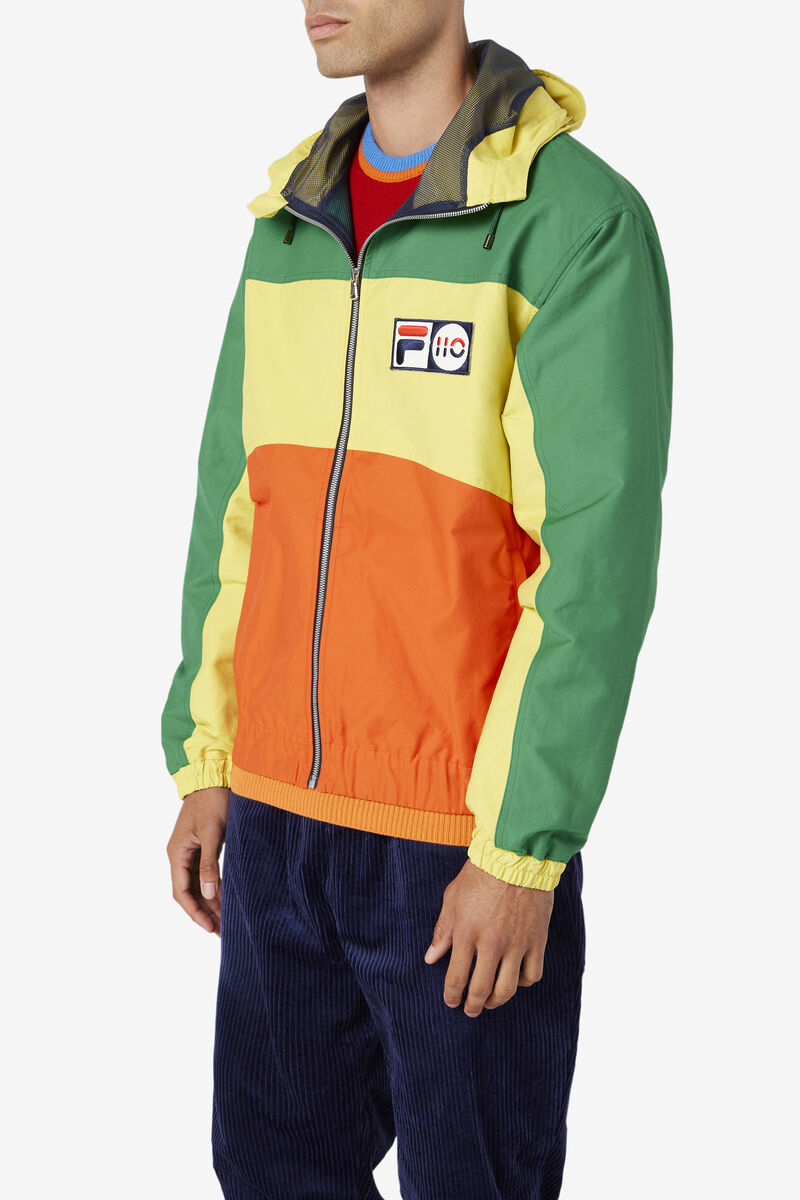 Men's Fila 110 Performance Jacket Jackets Green / Yellow / Orange | rSeCMrPAgWl