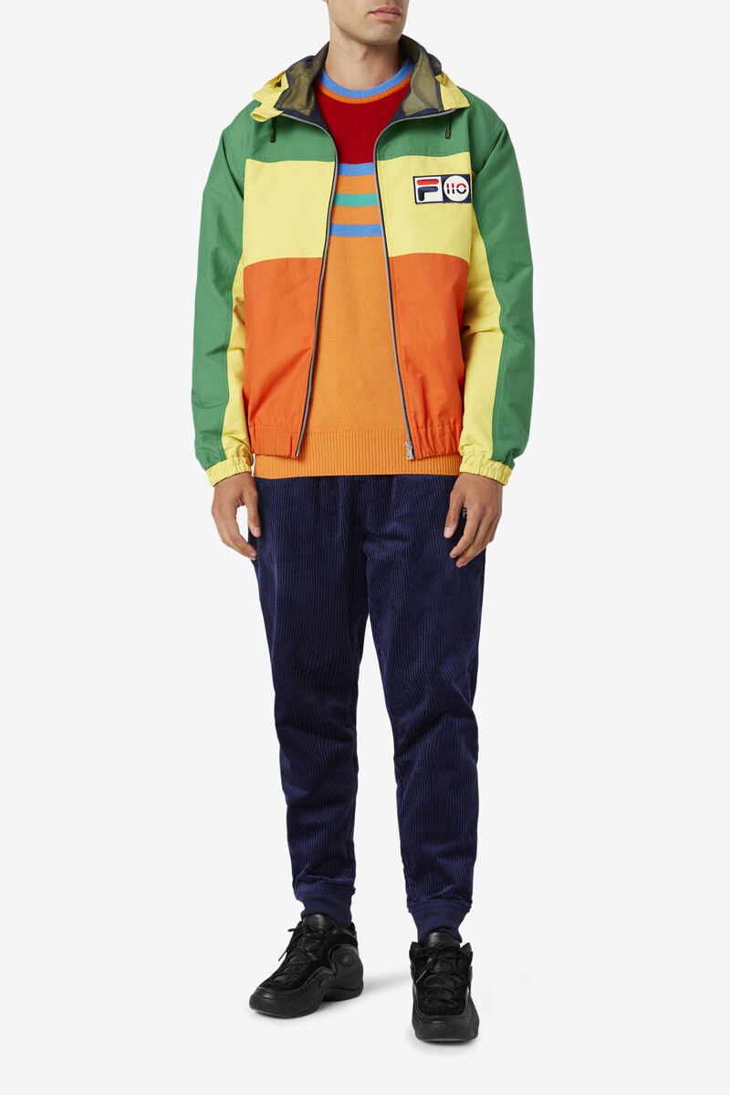 Men's Fila 110 Performance Jacket Jackets Green / Yellow / Orange | rSeCMrPAgWl