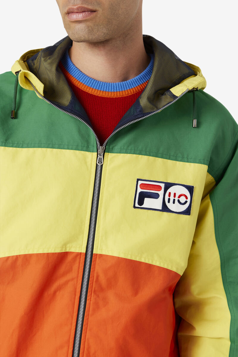 Men's Fila 110 Performance Jacket Jackets Green / Yellow / Orange | rSeCMrPAgWl
