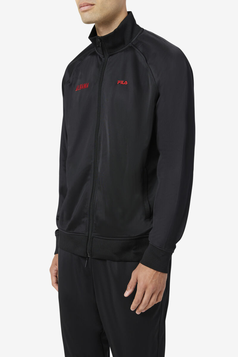 Men's Fila Albania Track Jacket Jackets Black / Red | FFQscX9OCfI