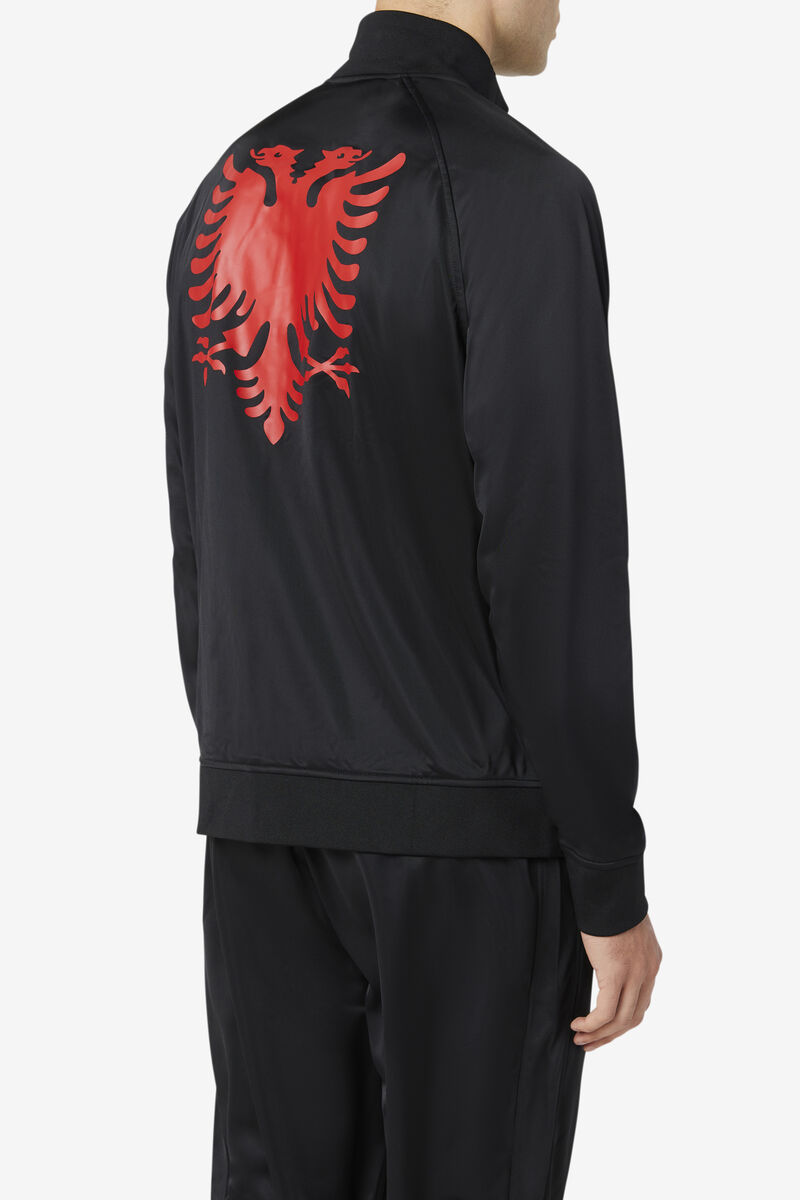 Men's Fila Albania Track Jacket Jackets Black / Red | FFQscX9OCfI