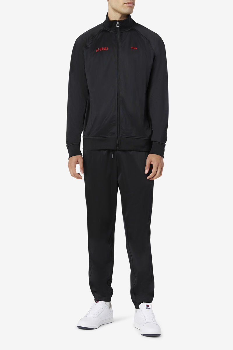 Men's Fila Albania Track Jacket Jackets Black / Red | FFQscX9OCfI