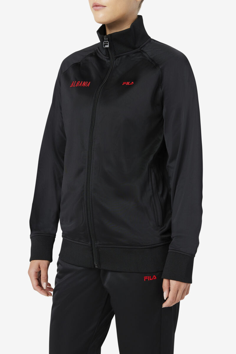 Men's Fila Albania Track Jacket Jackets Black / Red | FFQscX9OCfI