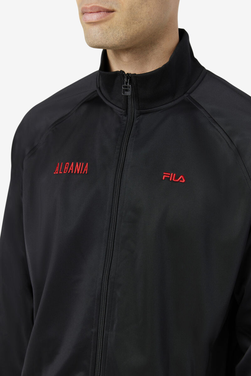 Men's Fila Albania Track Jacket Jackets Black / Red | FFQscX9OCfI