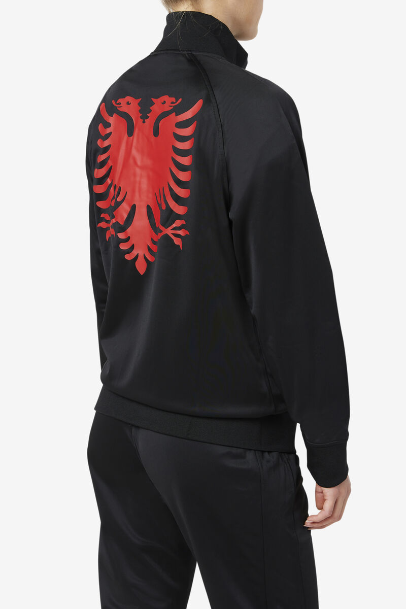 Men's Fila Albania Track Jacket Jackets Black / Red | FFQscX9OCfI