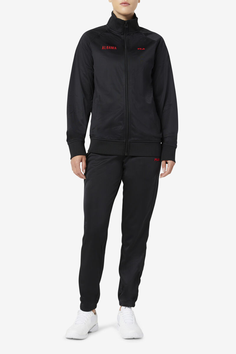 Men's Fila Albania Track Jacket Jackets Black / Red | FFQscX9OCfI