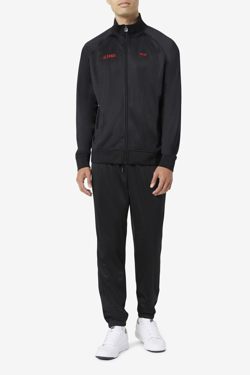 Men's Fila Albania Track Pant Pants Black / Red | DiTdKQGGBuw