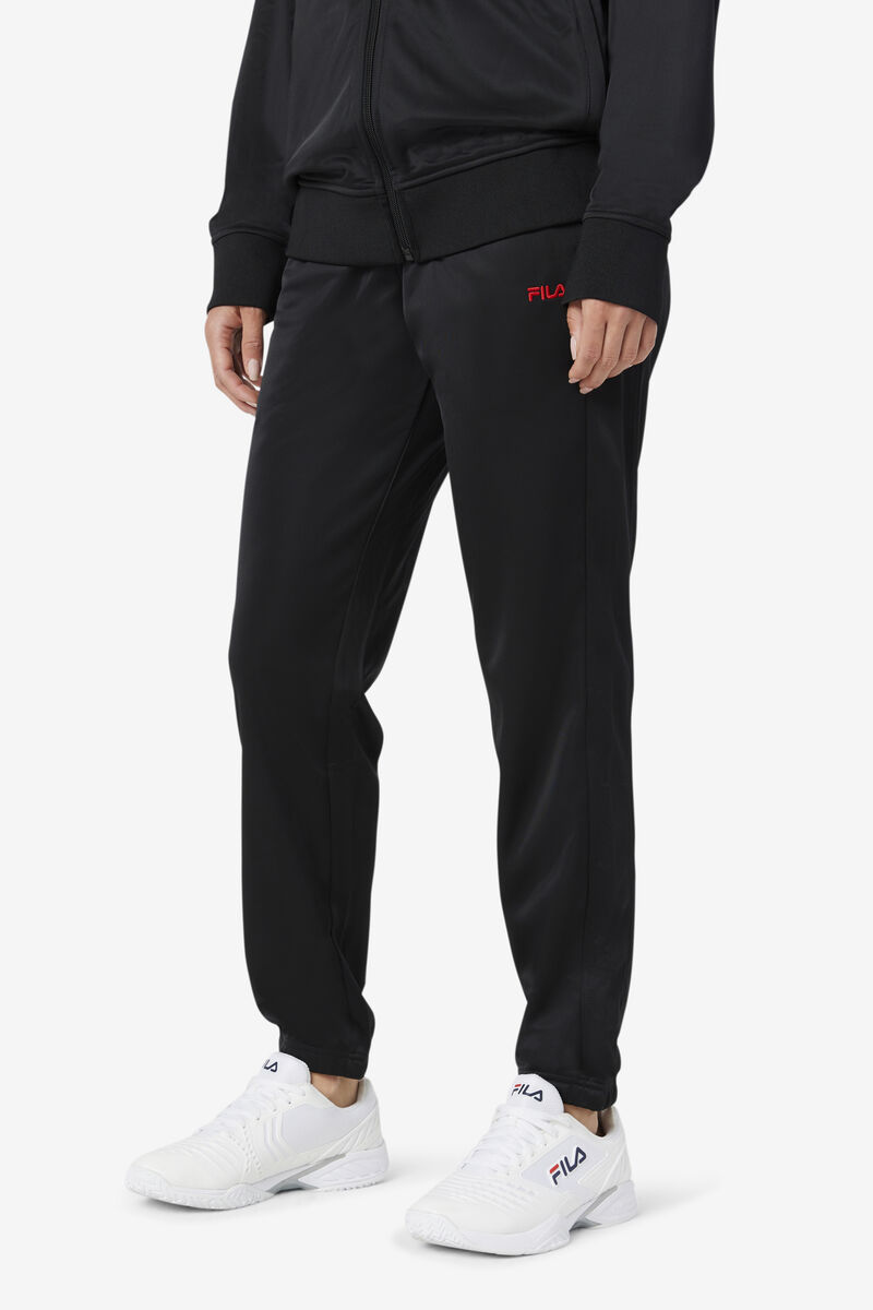 Men's Fila Albania Track Pant Pants Black / Red | DiTdKQGGBuw