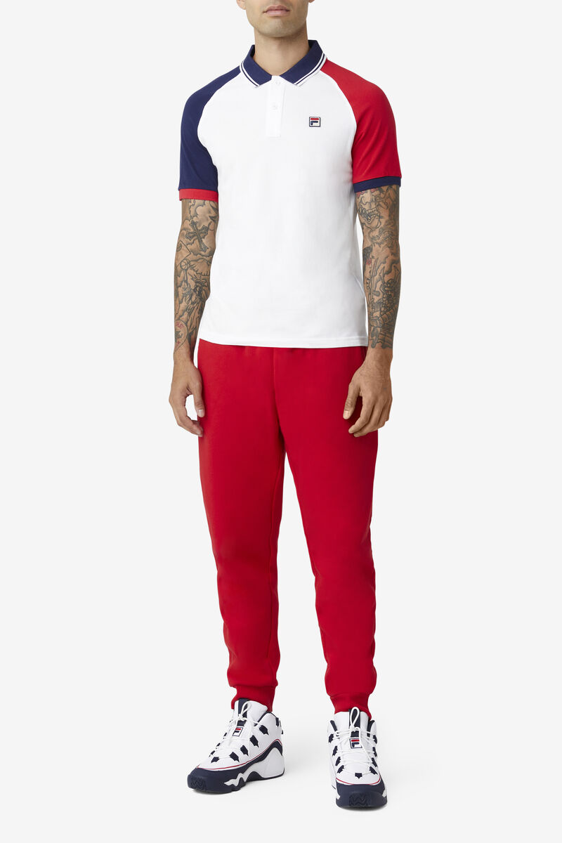 Men's Fila Apollo Polo Polos White / Navy / Red | bL89P7oVyPq