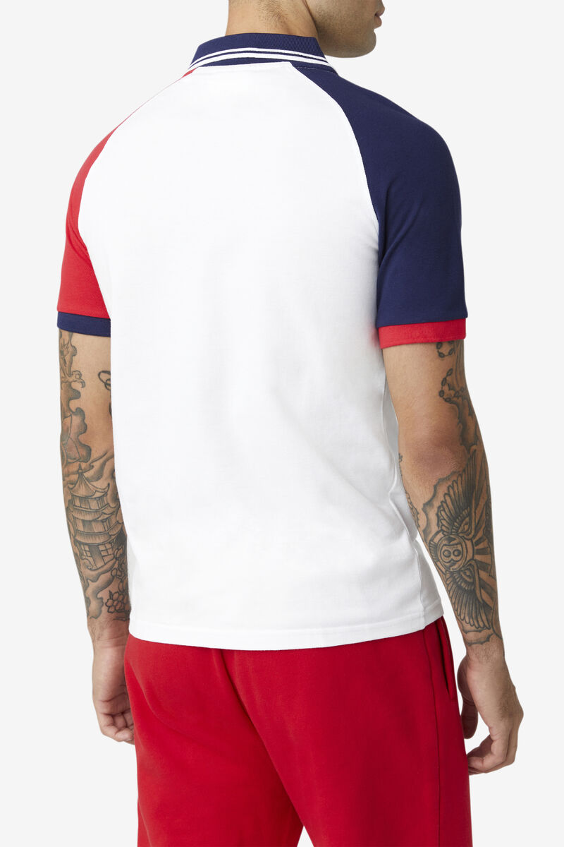 Men's Fila Apollo Polo Polos White / Navy / Red | bL89P7oVyPq