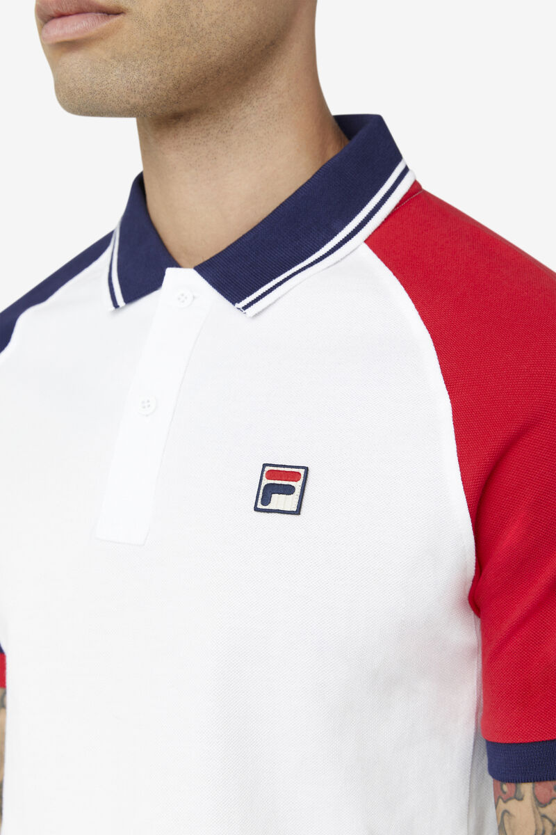 Men's Fila Apollo Polo Polos White / Navy / Red | bL89P7oVyPq