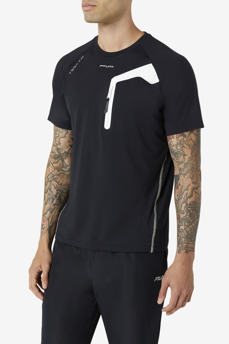 Men's Fila Arcturus T Shirts Black / White | iUAjJfz14wp