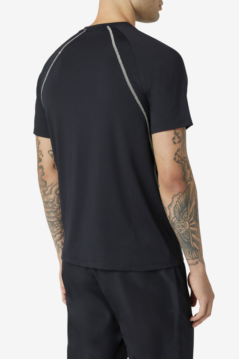 Men's Fila Arcturus T Shirts Black / White | iUAjJfz14wp
