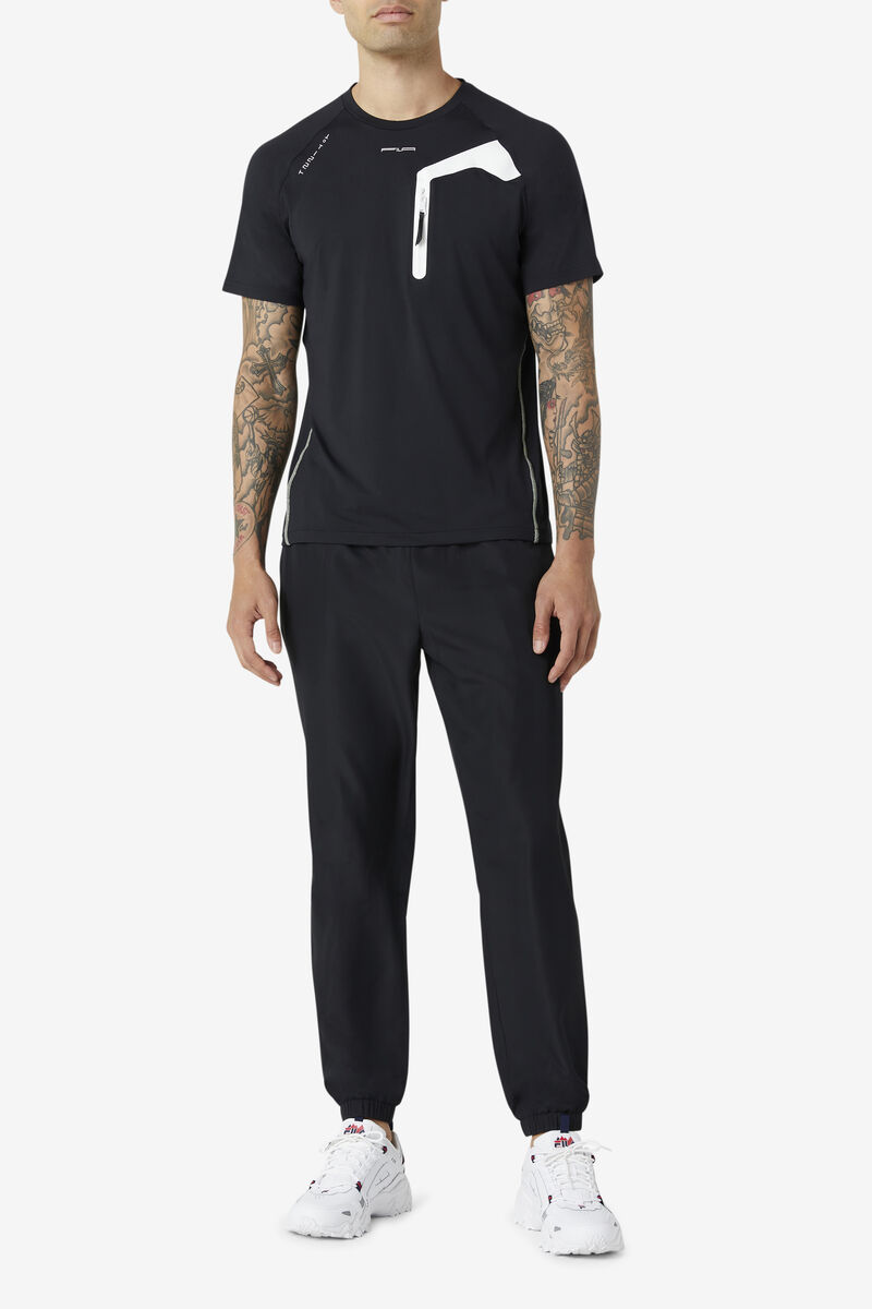 Men's Fila Arcturus T Shirts Black / White | iUAjJfz14wp