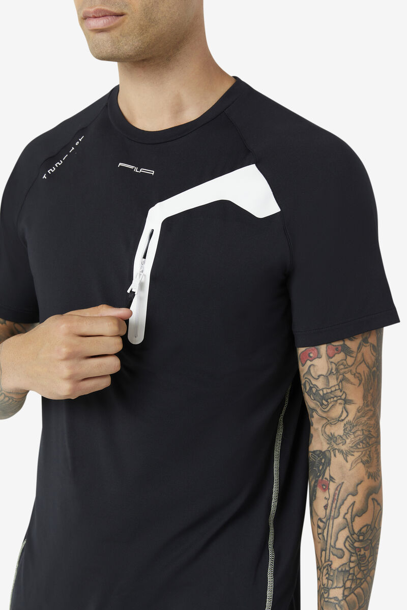 Men's Fila Arcturus T Shirts Black / White | iUAjJfz14wp