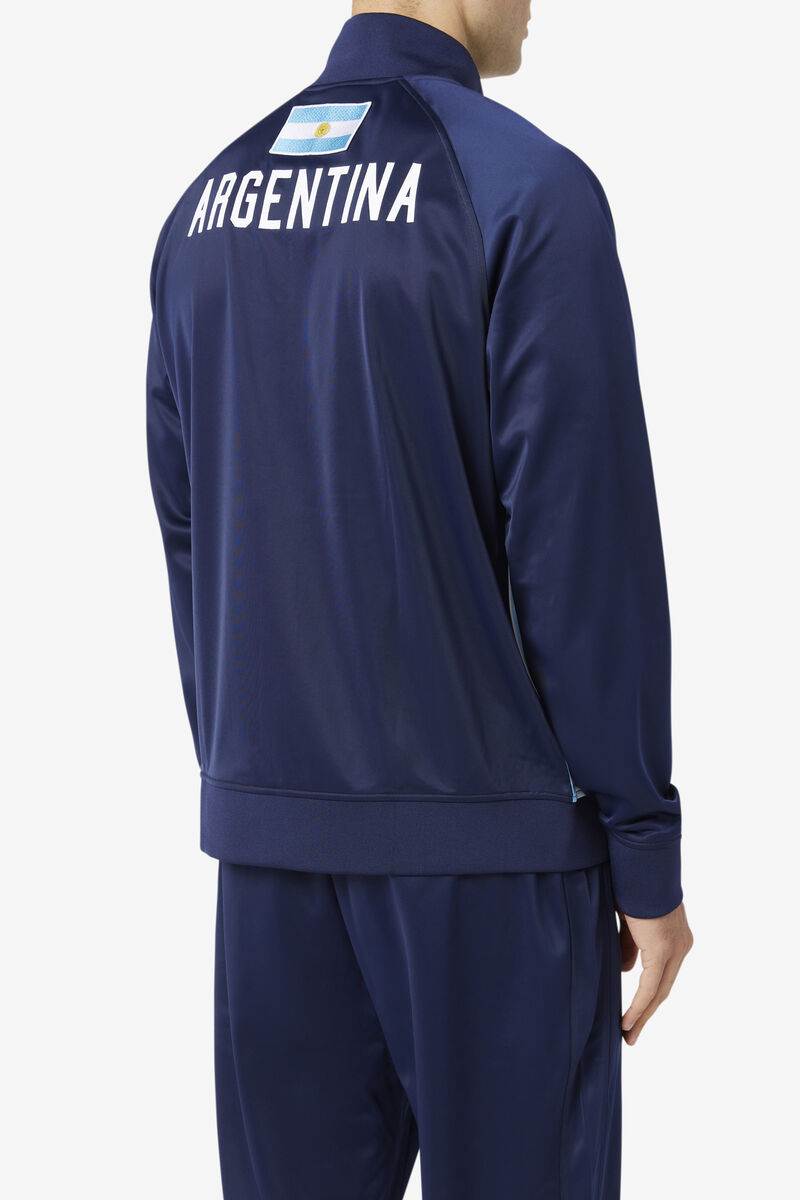 Men's Fila Argentina Track Jacket Jackets Navy / White | VIgz6ulajDv
