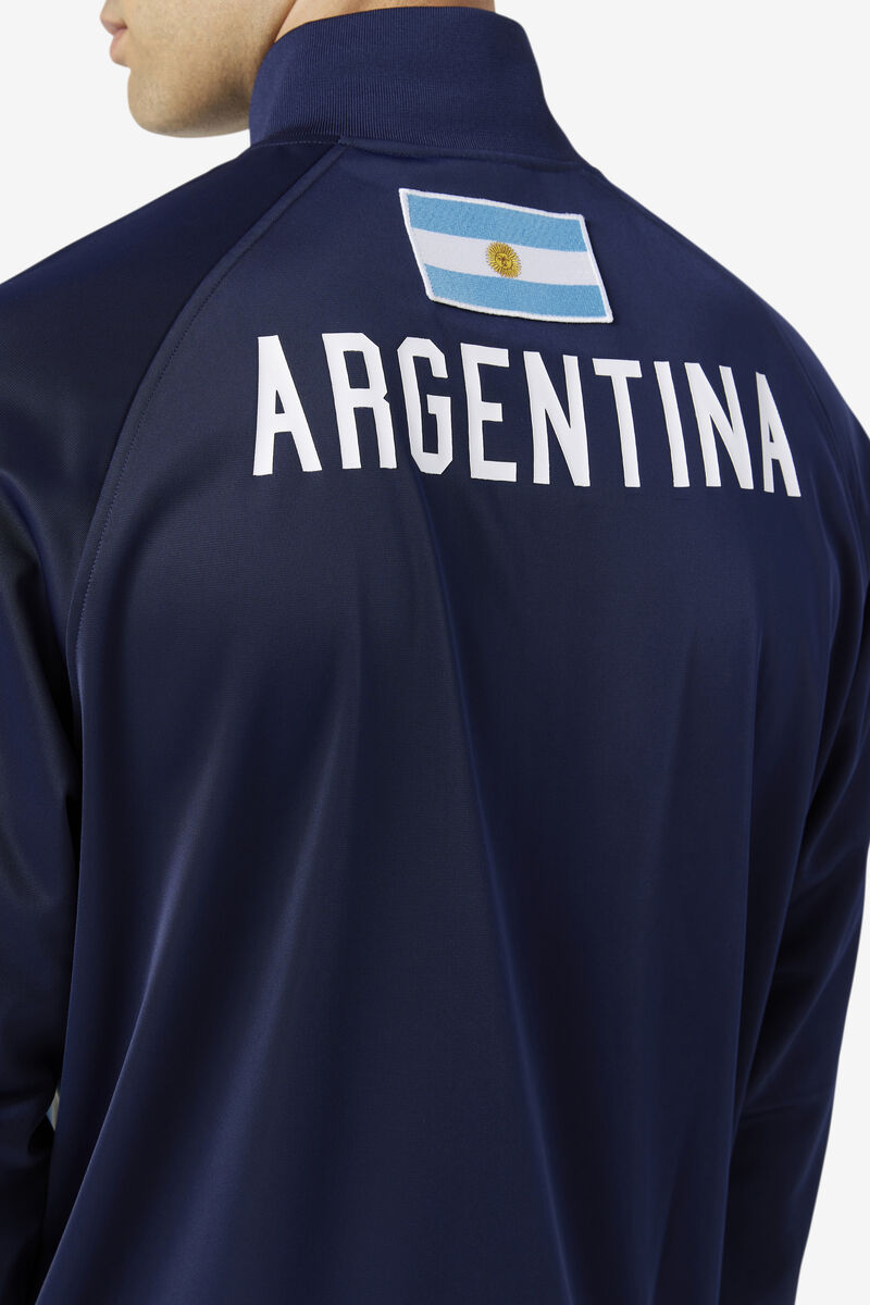 Men's Fila Argentina Track Jacket Jackets Navy / White | VIgz6ulajDv