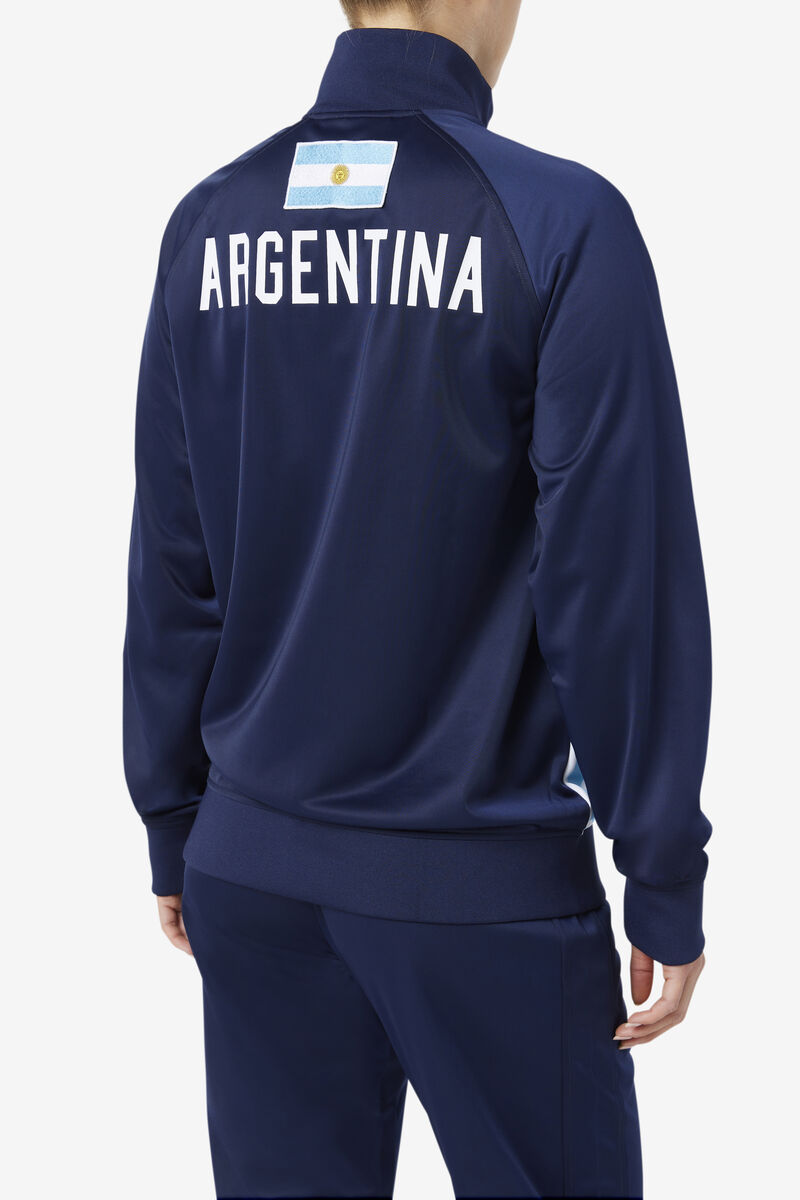 Men's Fila Argentina Track Jacket Jackets Navy / White | VIgz6ulajDv