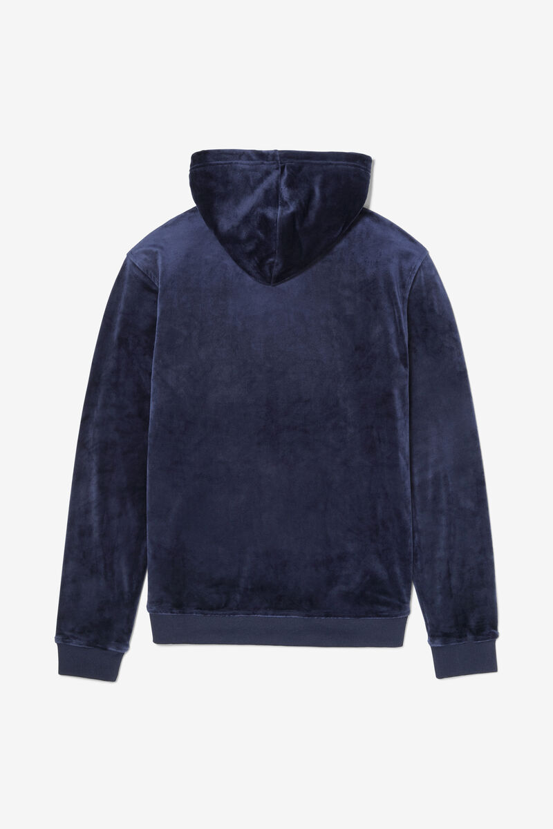 Men's Fila Asher Velour Hoodie Hoodies Navy | BKFMazR2WTy