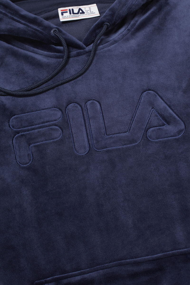 Men's Fila Asher Velour Hoodie Hoodies Navy | IYE2kjmAWTA