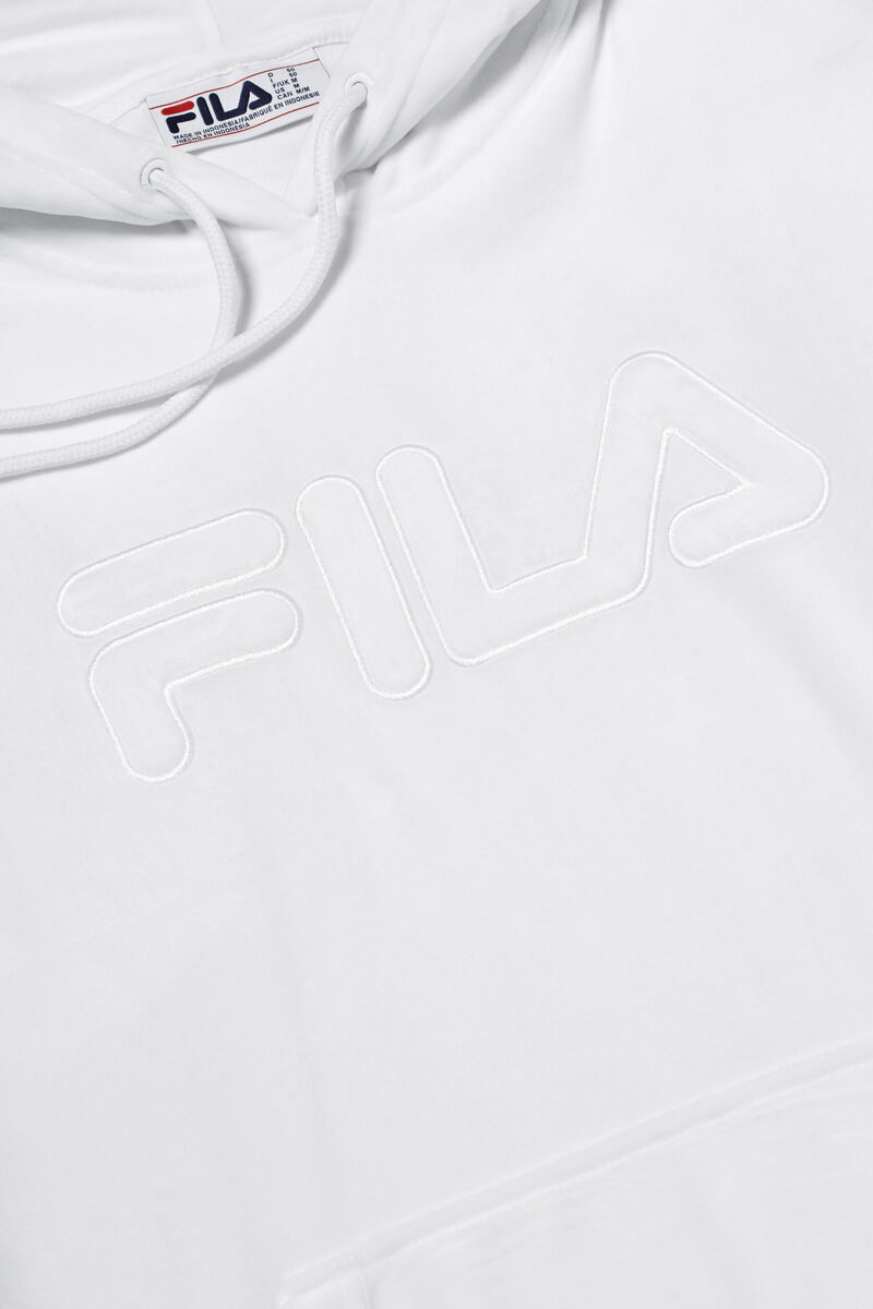 Men's Fila Asher Velour Hoodie Hoodies White | 4iez2QIFJZ3
