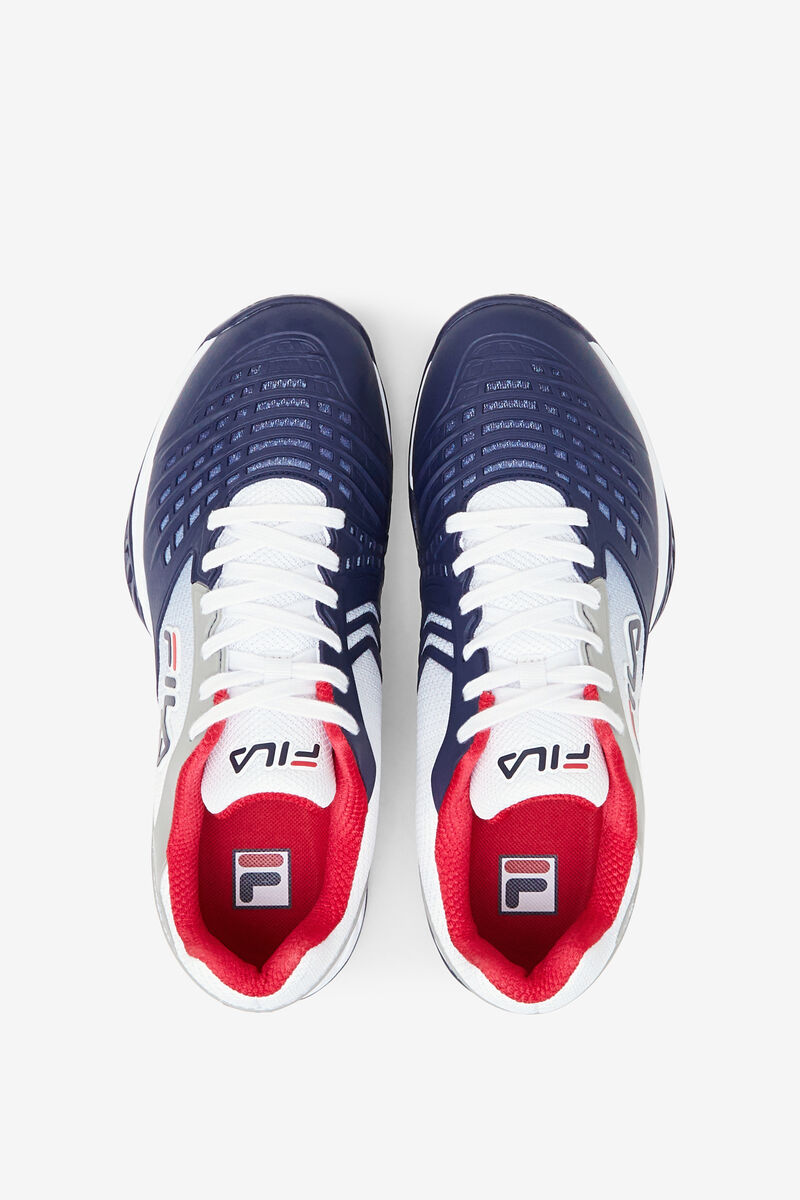 Men's Fila Axilus 2 Energized Tennis Shoes White / Navy / Red | v2idvu9F6fu