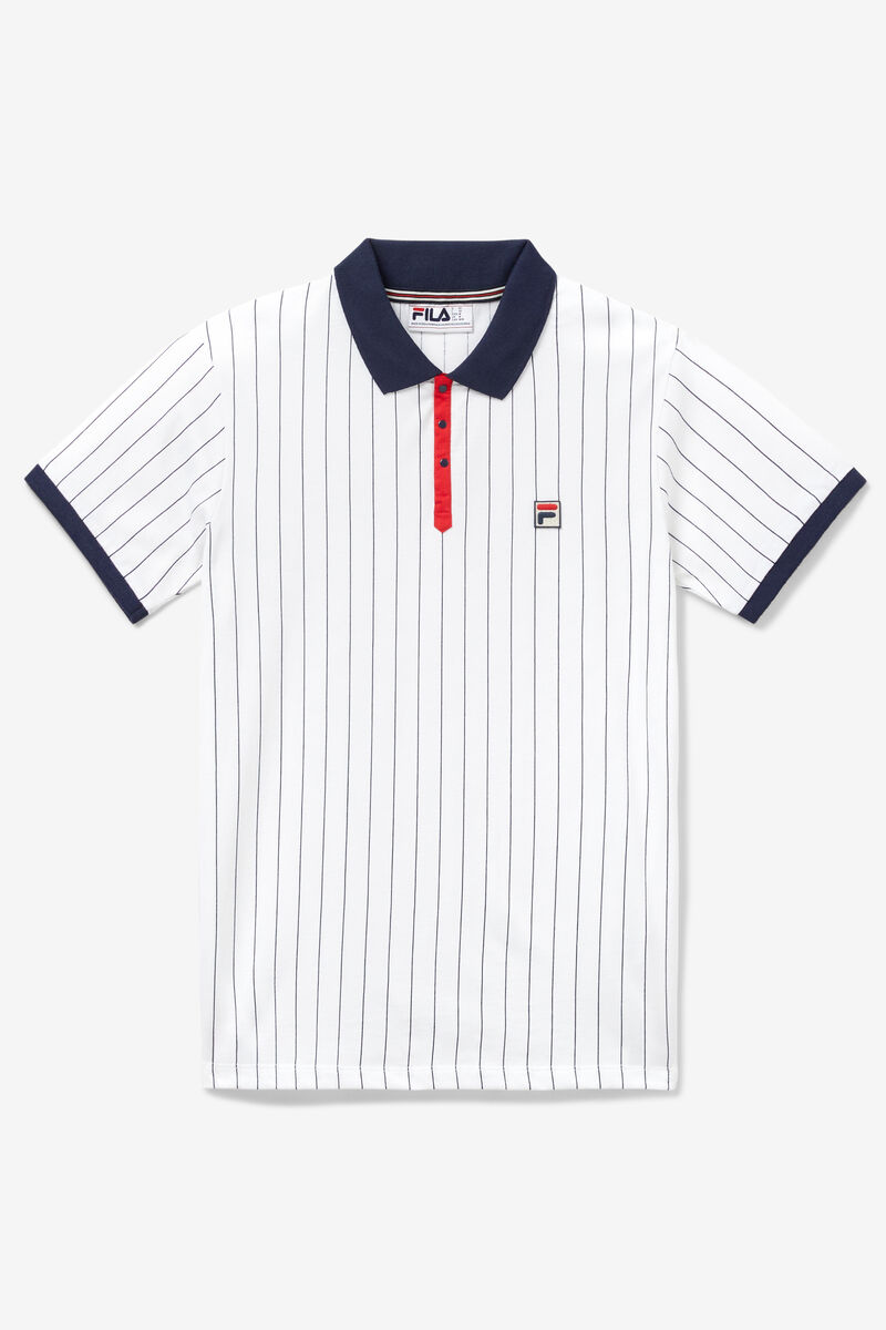 Men\'s Fila Bb1 Polo Polos White / Navy / Red | fZswxbQEDdy