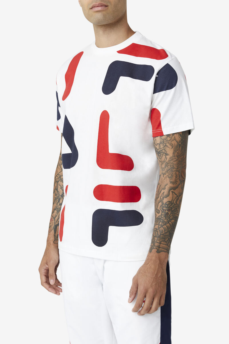 Men's Fila Bennet T Shirts White / Red / Navy | fSORoC5XHZM