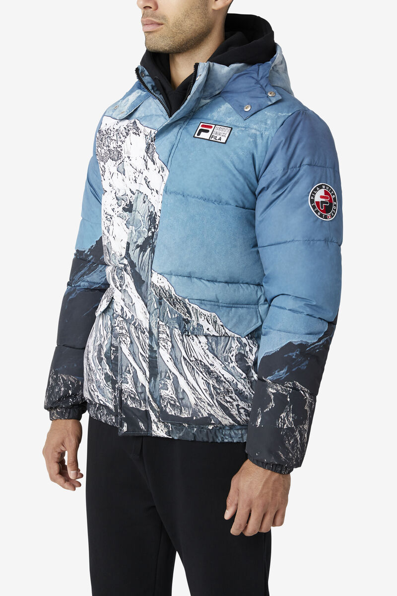 Men's Fila Blanc Puffer Jacket Jackets White / Black | rLJBggNhfBQ