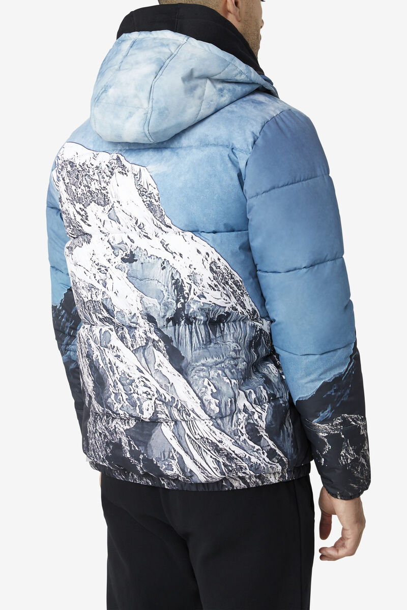 Men's Fila Blanc Puffer Jacket Jackets White / Black | rLJBggNhfBQ