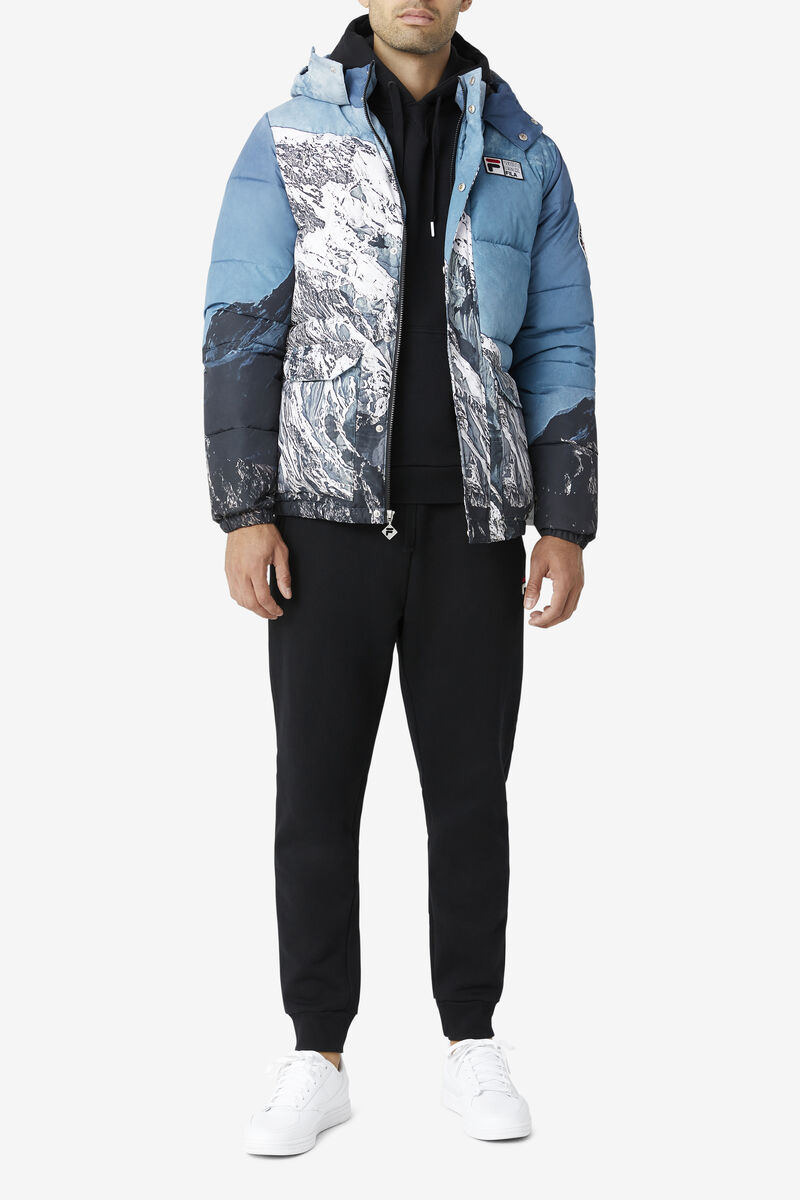 Men's Fila Blanc Puffer Jacket Jackets White / Black | rLJBggNhfBQ