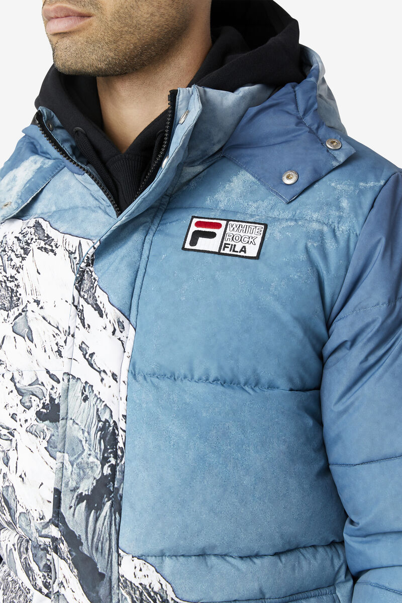 Men's Fila Blanc Puffer Jacket Jackets White / Black | rLJBggNhfBQ