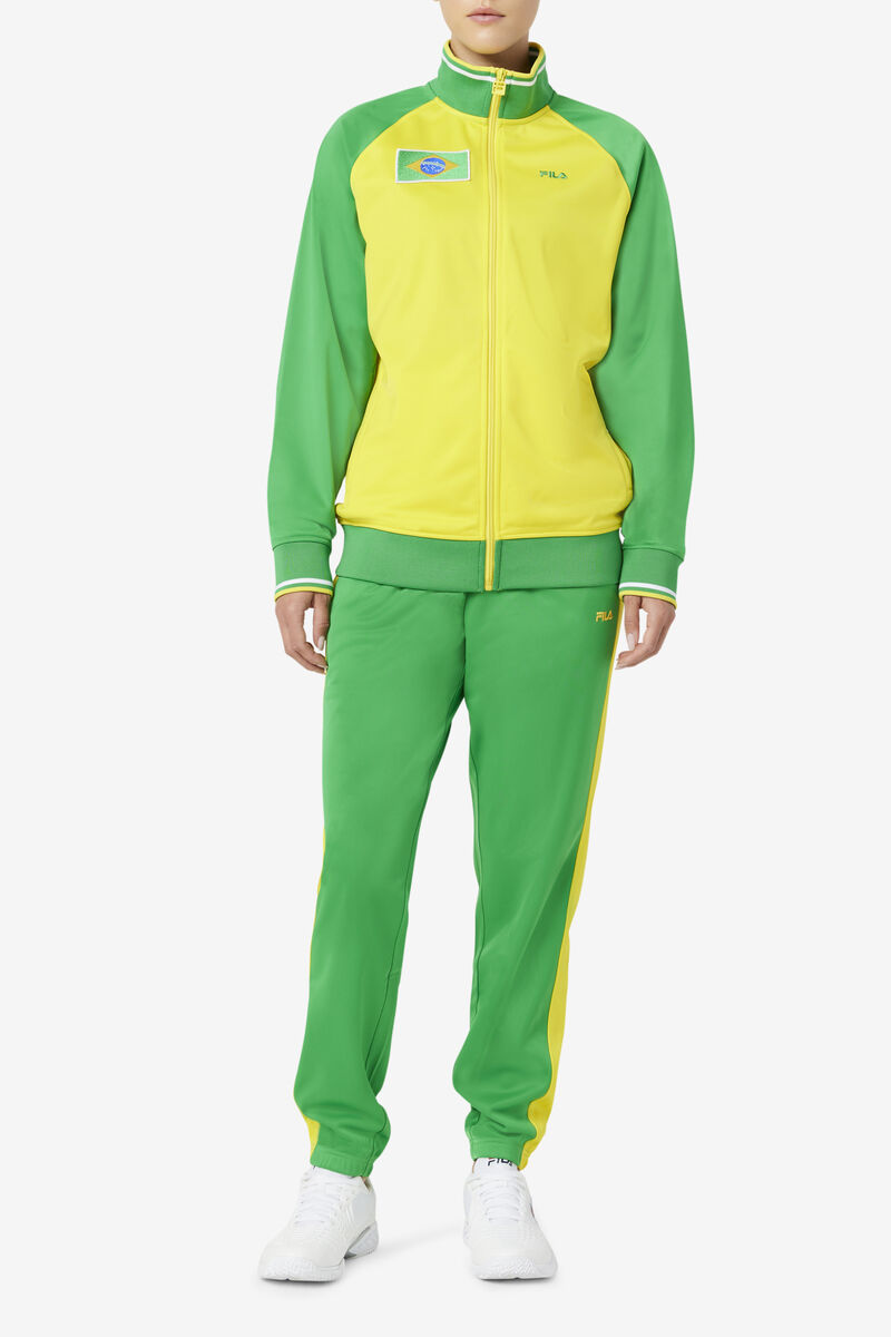 Men's Fila Brazil Track Pant Pants Green / Yellow | lx7O939DaP4