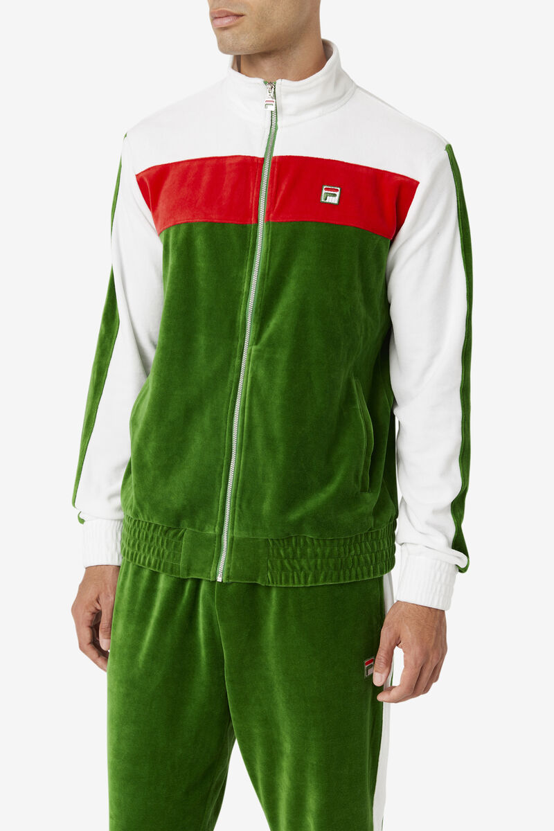 Men's Fila Brice Velour Jacket Jackets White / Red | smcsjazRrwP