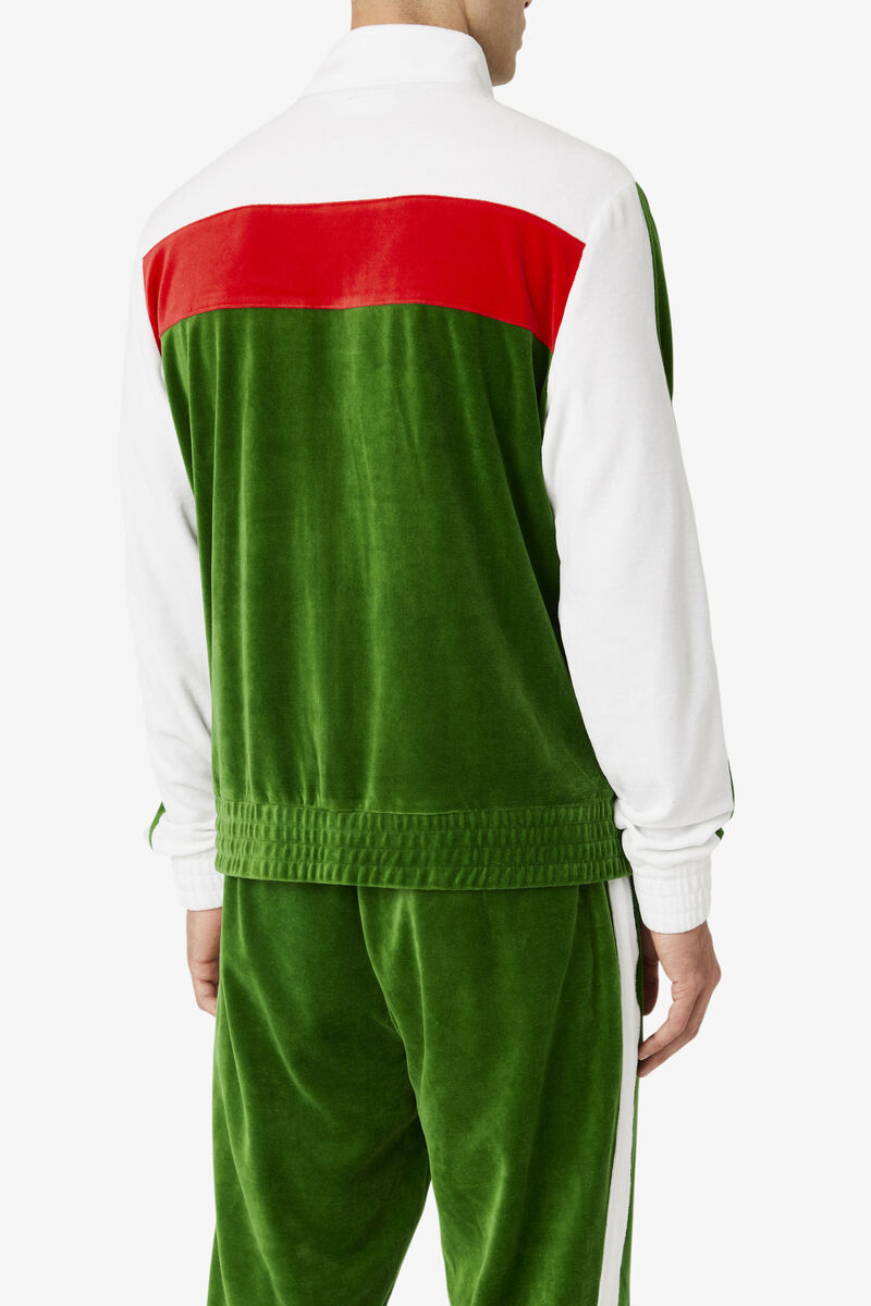 Men's Fila Brice Velour Jacket Jackets White / Red | smcsjazRrwP