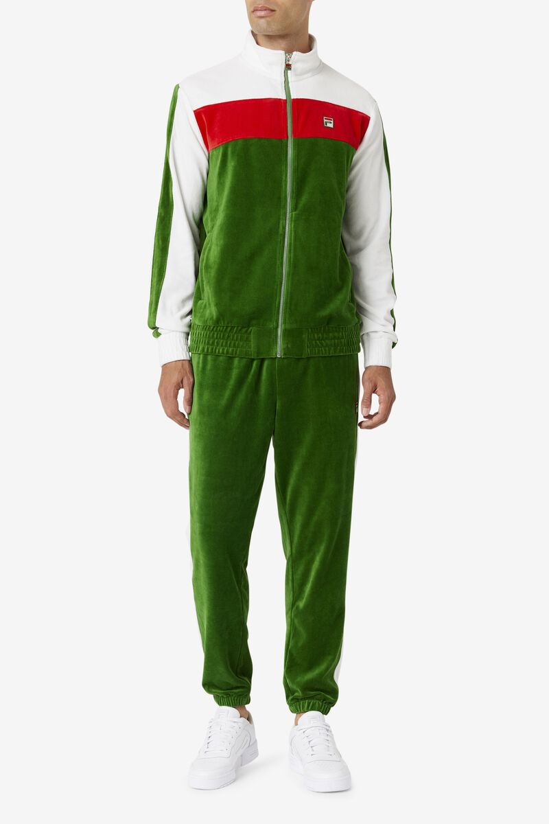Men's Fila Brice Velour Jacket Jackets White / Red | smcsjazRrwP