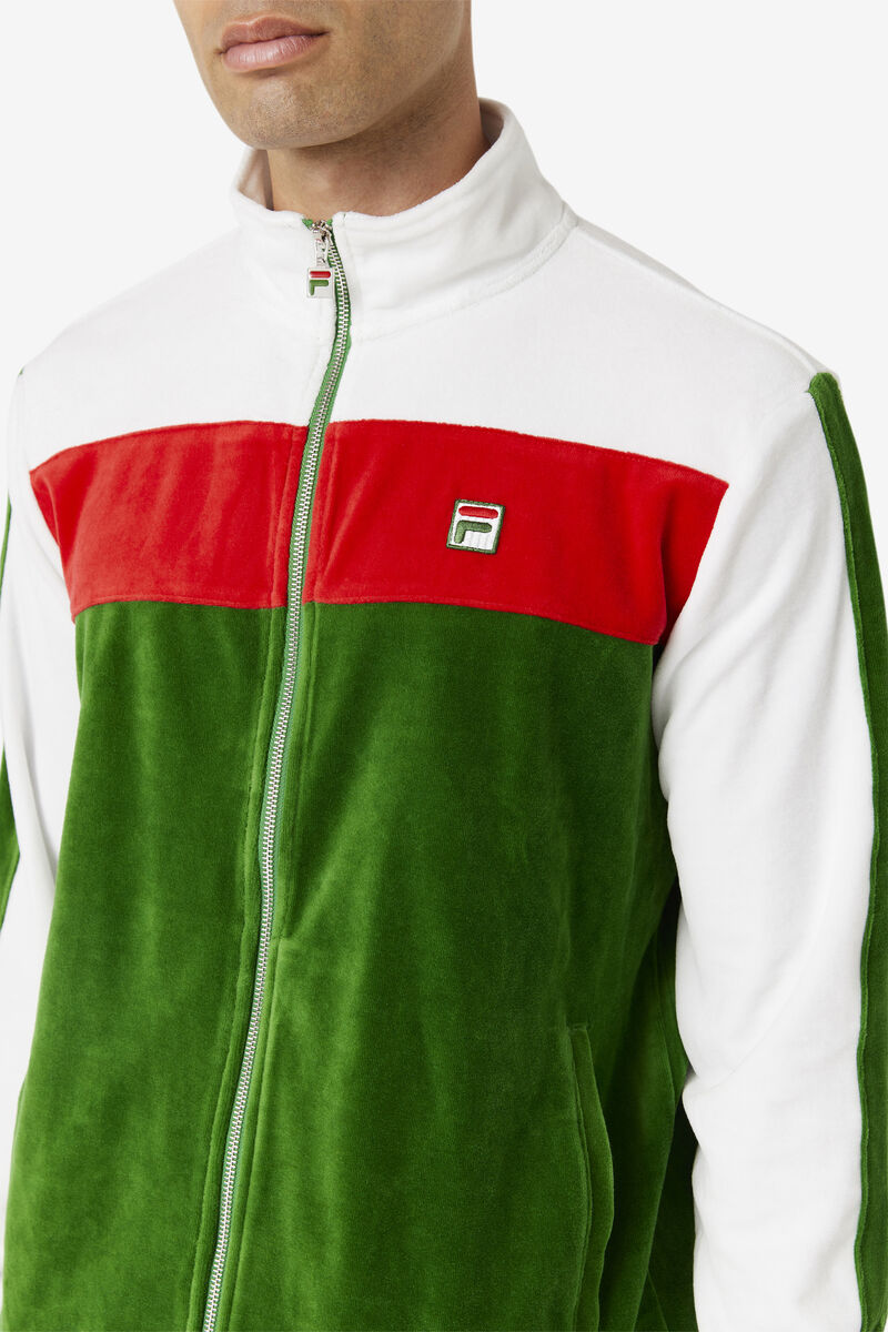 Men's Fila Brice Velour Jacket Jackets White / Red | smcsjazRrwP
