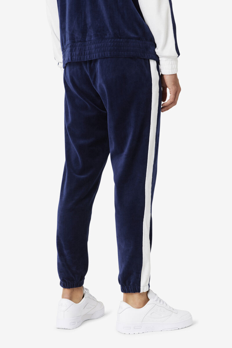 Men's Fila Brice Velour Pant Pants Navy / White / Red | gHq3AeJ5EI9